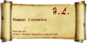 Hamar Levente névjegykártya